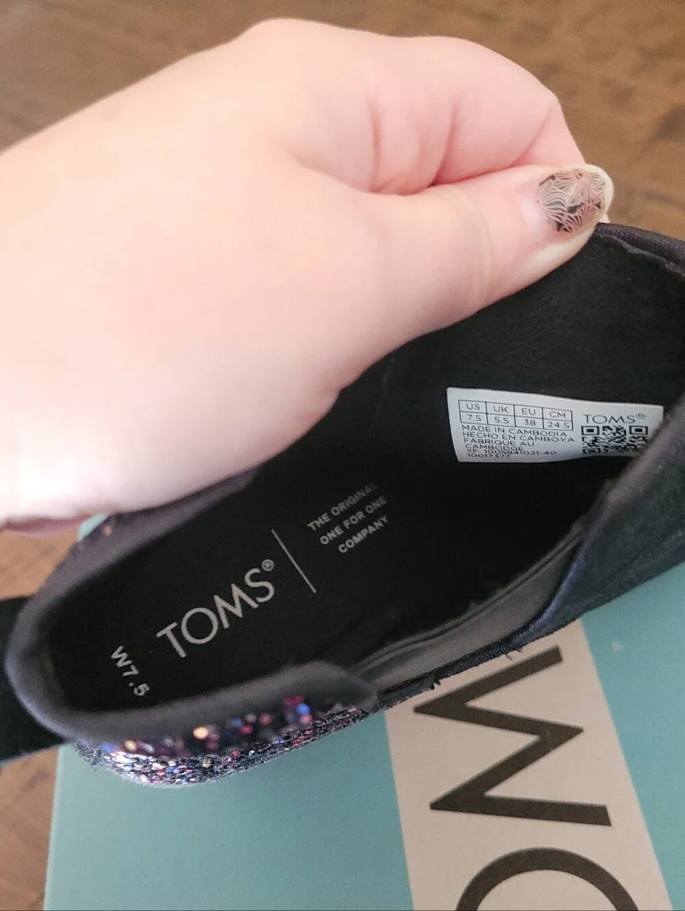 TOMS Black Ankle Boots with Purple Multi-Color Glitter Heel